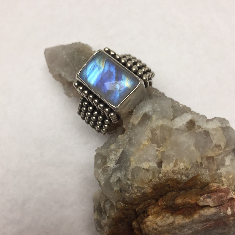 Sterling silver and moonstone ring.